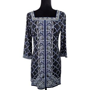 White House Black Market Dress Size Small Stretch Career Party Tunic Paisley